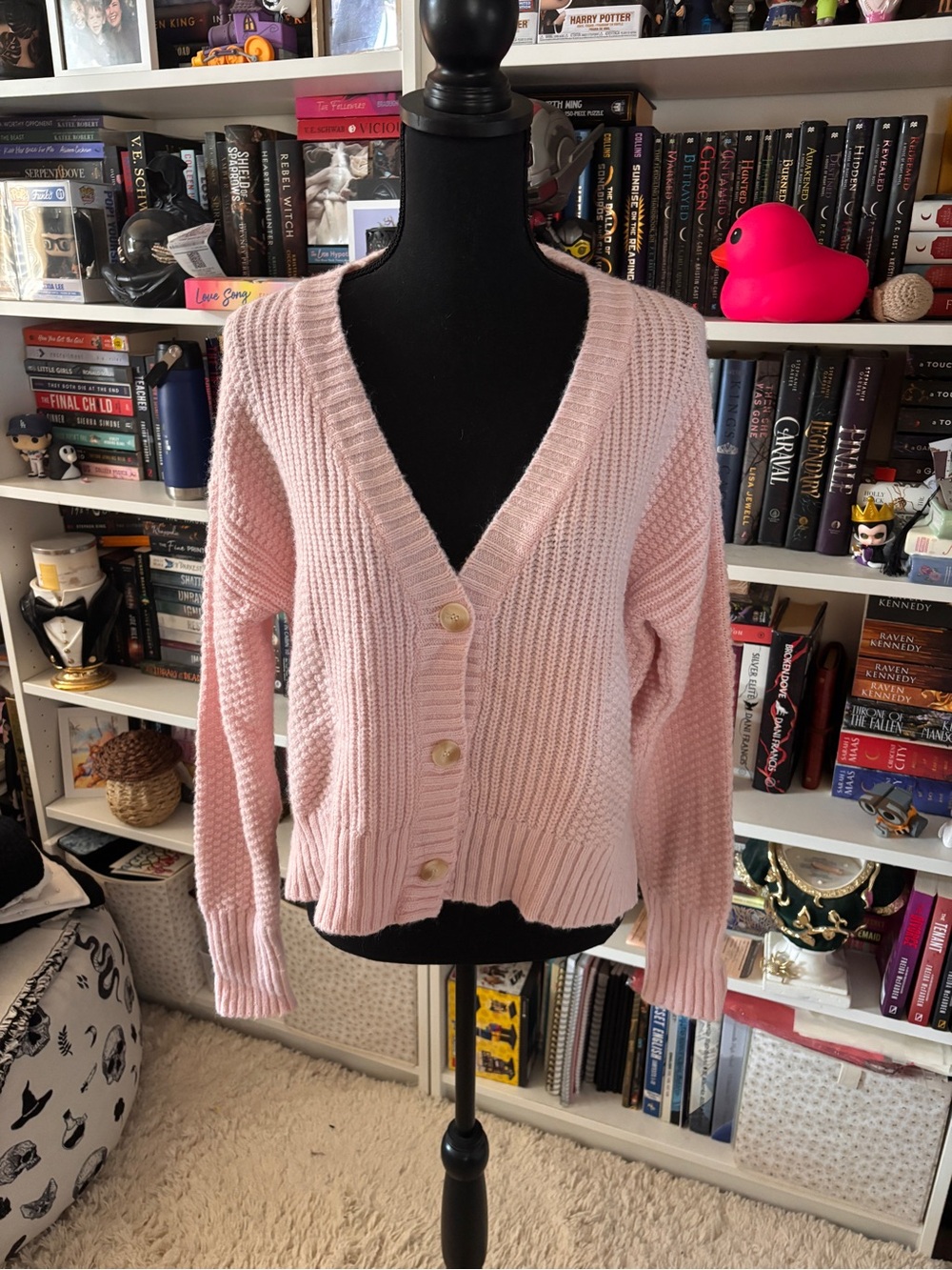 Forever 21 Pale Pink Button Front Knit Cardigan
